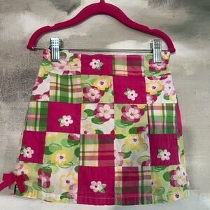 Gymboree Pink and Green Patchwork Floral Skort